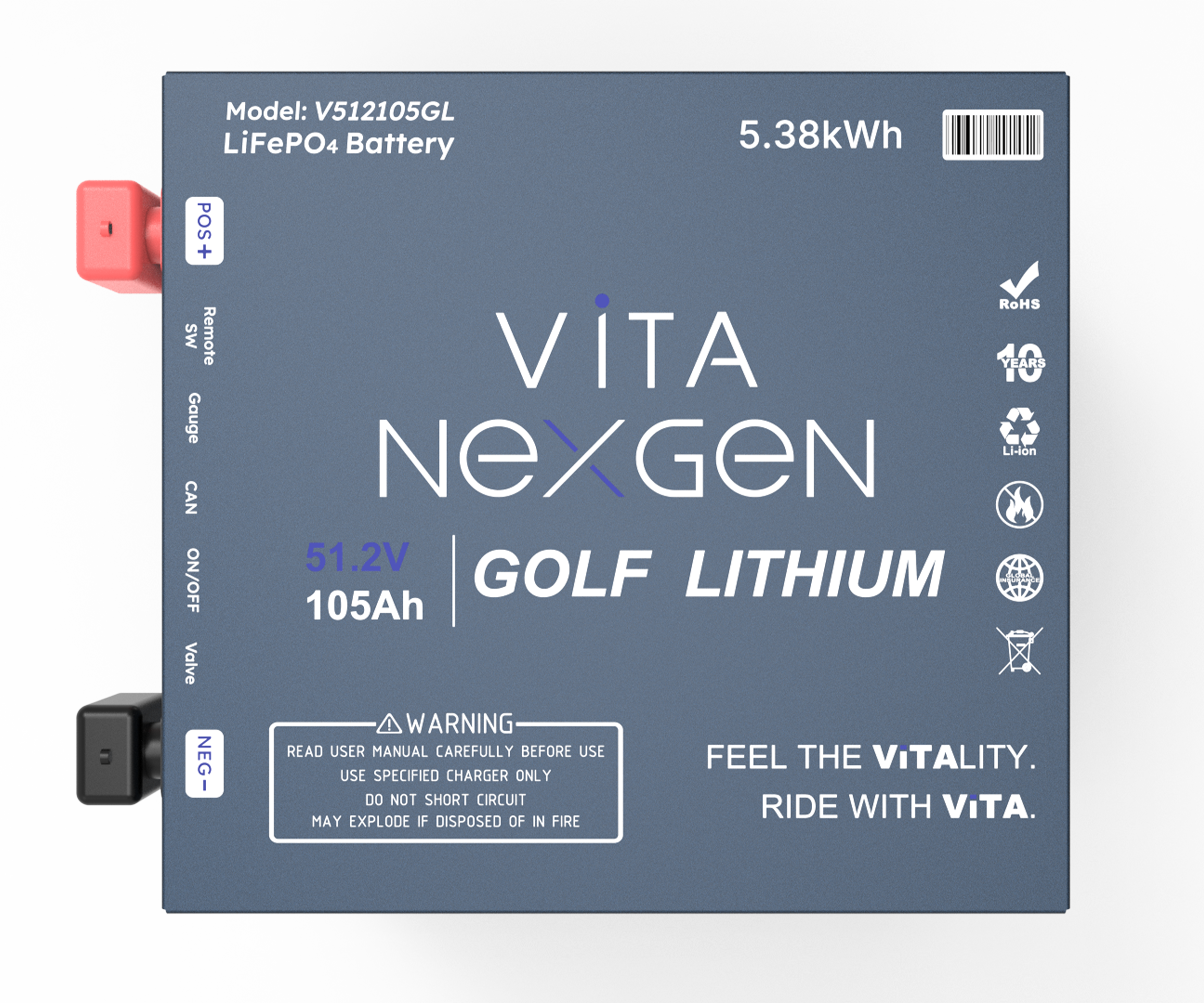 Vita NexGen 48V (51.2V) 105Ah Lithium Golf Cart Battery - V512105GL